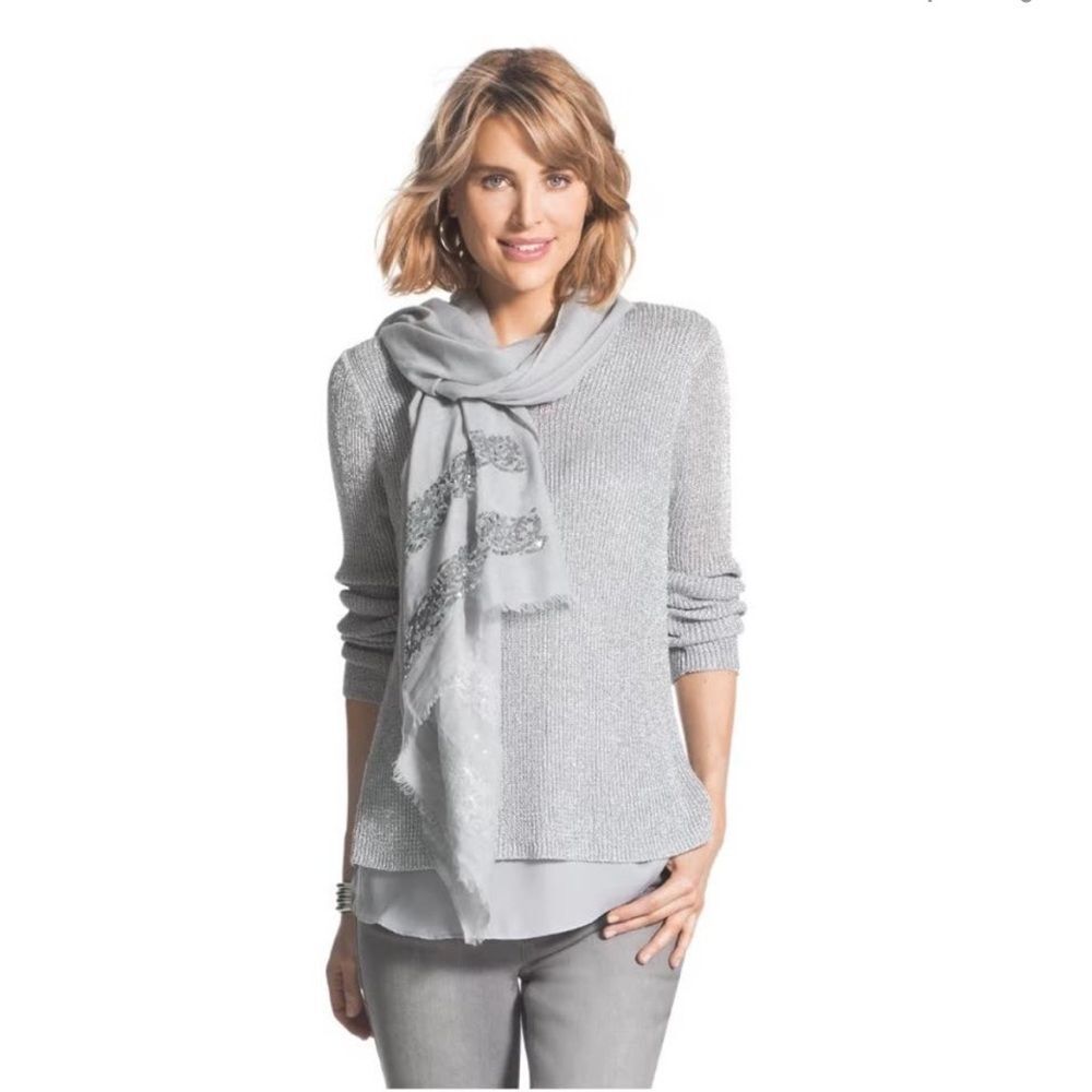 Chico's Silver Metallic Sweater Size Medium